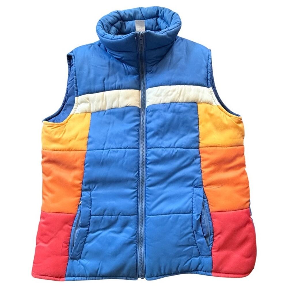 Vtg Squaw Peak Puffer Vest Full Zip Sz L Retro Winter Skiing Apres Ski
